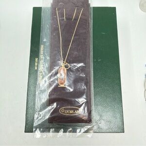 NEW! Vintage D’Orlan Scarab Necklace Enameled Gold Cartouche Pendant Egyptian